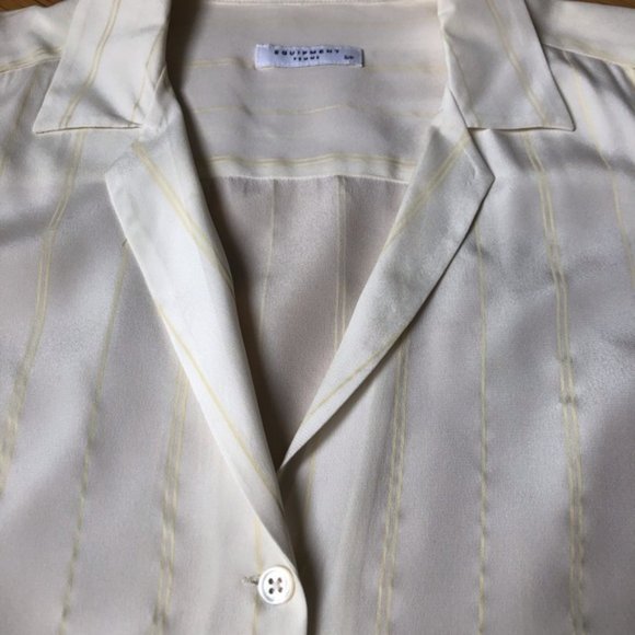 Equipment Bone Stripe 100% Silk Blouse Size Small - Picture 2 of 5